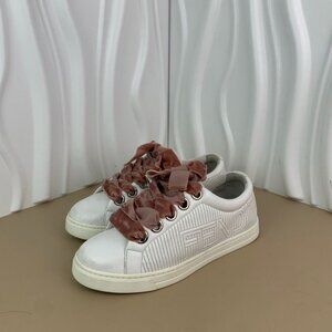 Fendi White Logo Sneakers With Velvet Ribbon Laces